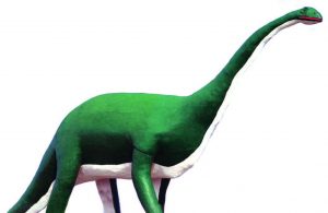 The 50-ton, 80-foot-long brontosaurus was built along the highway when Interstate 90 replaced the former Route 16A. The eyes light up to beckon travelers to take the exit to downtown Wall. (Photo provided)