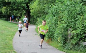 Young residents participate in Bloomington’s Kids Triathlon at Bryan Park. (Photo provided)