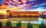 The replica of Noah’s ark stretches almost two football fields in length and towers seven stories above the ground.