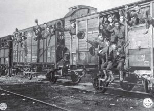 During World War I, American Marines head to a training camp in France. This year Nov. 11 will mark the 100th anniversary of Armistice Day, which later became Veterans Day. (Shutterstock.com)