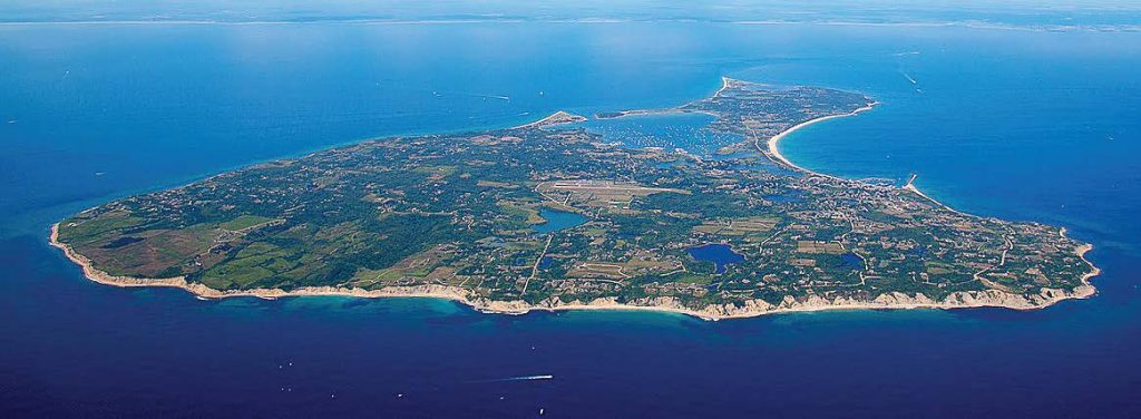 Block Island, which some describe as shaped like a pork chop, is 6 miles long with 17 miles of shoreline.