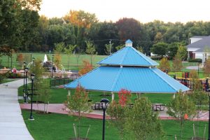 The town of Glastonbury wanted residents to be able to enjoy a wide variety of both passive and active recreational activities at Riverfront Park. This includes a public fountain, covered pavilion, playground, athletic fields and walking trails. (Photo provided by Glastonbury, Conn.)