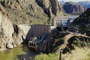 A part of the SRP, Mormon Flat Dam has two hydroelectric generating units; one is a conventional unit rated at 10,000 kW while the second is a pumped storage unit built in 1971 that is rated at 50,000 kW. (Photo provided)