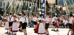 Dancers revel around the maypole in the town square during Maifest, a German celebration celebrating the arrival of spring. The 2019 festival will be held Saturday and Sunday, May 11-12. (Photo courtesy of Icicle TV)