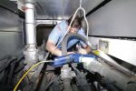 The need for replacing fleet vehicles in Rockford, Ill., had become so substantial that choosing to lease became a necessity. The city had backup vehicles for each of its front-line vehicles since they were unreliable and frequently needed repair. Pictured is Dave DeCarlo working on a fire engine prior to the city choosing to lease. (Photo provided by the city of Rockford, Ill.)