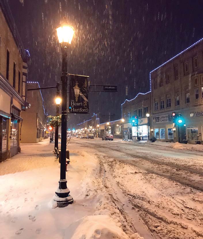 The city of Hartford, Wis., is blanketed in several inches of snow from a winter storm in January. Snowstorms are one of the natural disasters that the Midwestern city has to be prepared for in the winter months. (Photo provided)