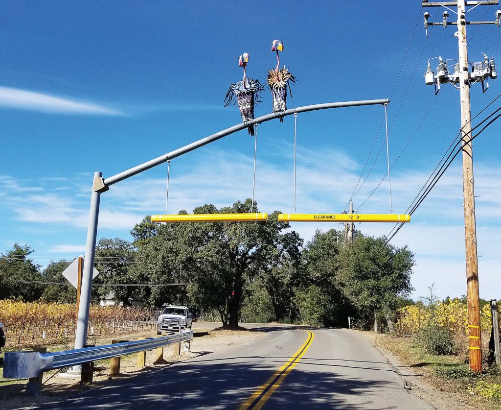 The vulture sculptures in Sonoma County, Calif., were designed and created by a local artist who had free range as long as it met the structural engineering and code requirements. (Photo provided)