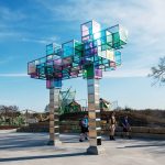 No3: The “Voxel Clouds” sculpture is a beacon for visitors to LW Clapp Memorial Park in Wichita, Kan. Created by Osman Akan, the 20-foot-tall work was inspired by the popular “Minecraft” game with elements of historical jungle gyms of past playgrounds. (Photo provided by Wichita, Kan.)